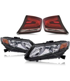 Headlight Set For 13-15 Honda Civic; CAPA Certified
