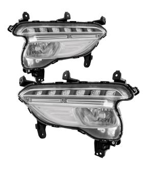 Fog Light Set For 17-18 Hyundai Santa Fe Sport; CAPA Certified