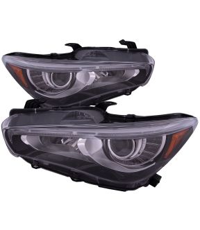 Headlight Set For 14-17 Infiniti Q50; CAPA Certified