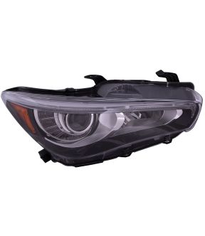 Right Passenger Side Headlight For 14-17 Infiniti Q50; CAPA Certified