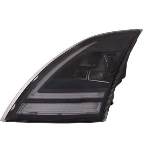 Headlights Depot 18-20 Volvo VNL VNR Driver | Left LED Headlights with Black Housing / Signature LED DRL