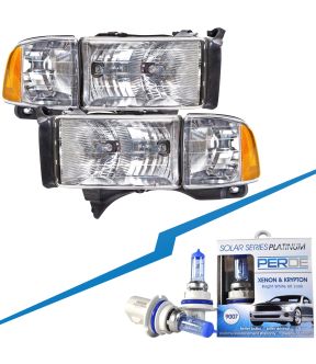 Headlight Set For 99-01 Dodge Ram 1500, 99-02 Dodge Ram 2500, 99-02 Dodge Ram 3500