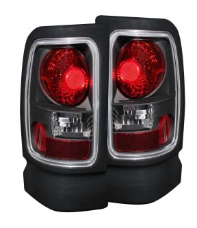 Black Housing Halogen Tail Light Compatible with Dodge Ram 1500 2500 3500 1994-2001 Includes Left Driver and Right Passenger Side Tail Lights