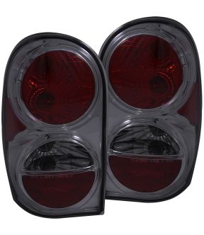Halogen Tail Light Compatible with Jeep Liberty 2002-2007 Includes Left Driver and Right Passenger Side Tail Lights with Smoke Lens