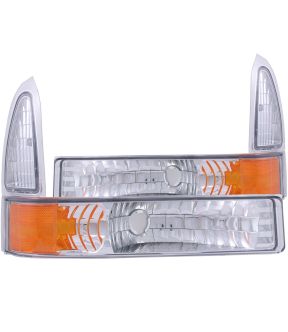 Chrome Housing Incandescent Signal Lights Compatible with Ford Excursion F-250 Super Duty F-350 Super Duty 1999-2004 Includes Left Driver and Right Passenger Side Signal Lights