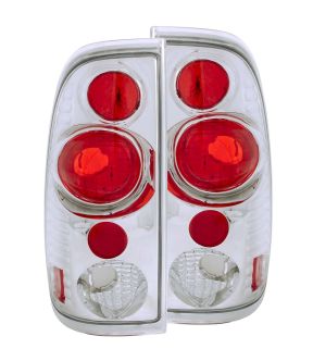 Chrome Housing Halogen Tail Light Compatible with Ford F-150 F-250 F-250 Super Duty F-350 Super Duty 1997-2007 Includes Left Driver and Right Passenger Side Tail Lights