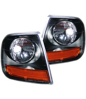 Black Housing Incandescent Corner Lights Compatible with Ford Expedition F-150 1997-2003 Includes Left Driver and Right Passenger Side Corner Lights