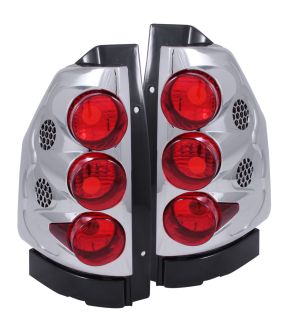 Chrome Housing Halogen Tail Light Compatible with GMC Envoy 2002-2006 Includes Left Driver and Right Passenger Side Tail Lights