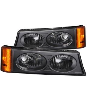 Black Housing Incandescent Signal Lights Compatible with Chevrolet Avalanche Silverado 1500 2500 3500 2003-2006 Includes Left Driver and Right Passenger Side Signal Lights