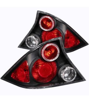 Black Housing Halogen Tail Light Compatible with Honda Civic 2001-2003 Includes Left Driver and Right Passenger Side Tail Lights