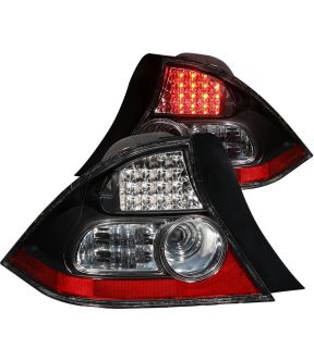 Black Housing LED Tail Light Compatible with Honda Civic 2004-2005 Includes Left Driver and Right Passenger Side Tail Lights