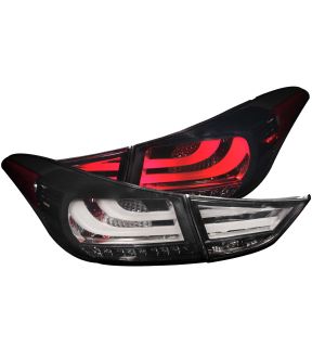 LED Tail Light Compatible with Hyundai Elantra 2011-2013 Includes Left Driver and Right Passenger Side Tail Lights with Smoke Lens
