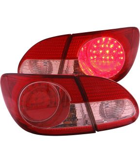 LED Tail Light Compatible with Toyota Corolla 2003-2008 Includes Left Driver and Right Passenger Side Tail Lights with Red and Clear Lens