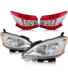 Headlight Set For 13-15 Nissan Sentra