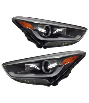 Headlight Set For 17-18 Hyundai Santa Fe, 17-19 Hyundai Santa Fe XL