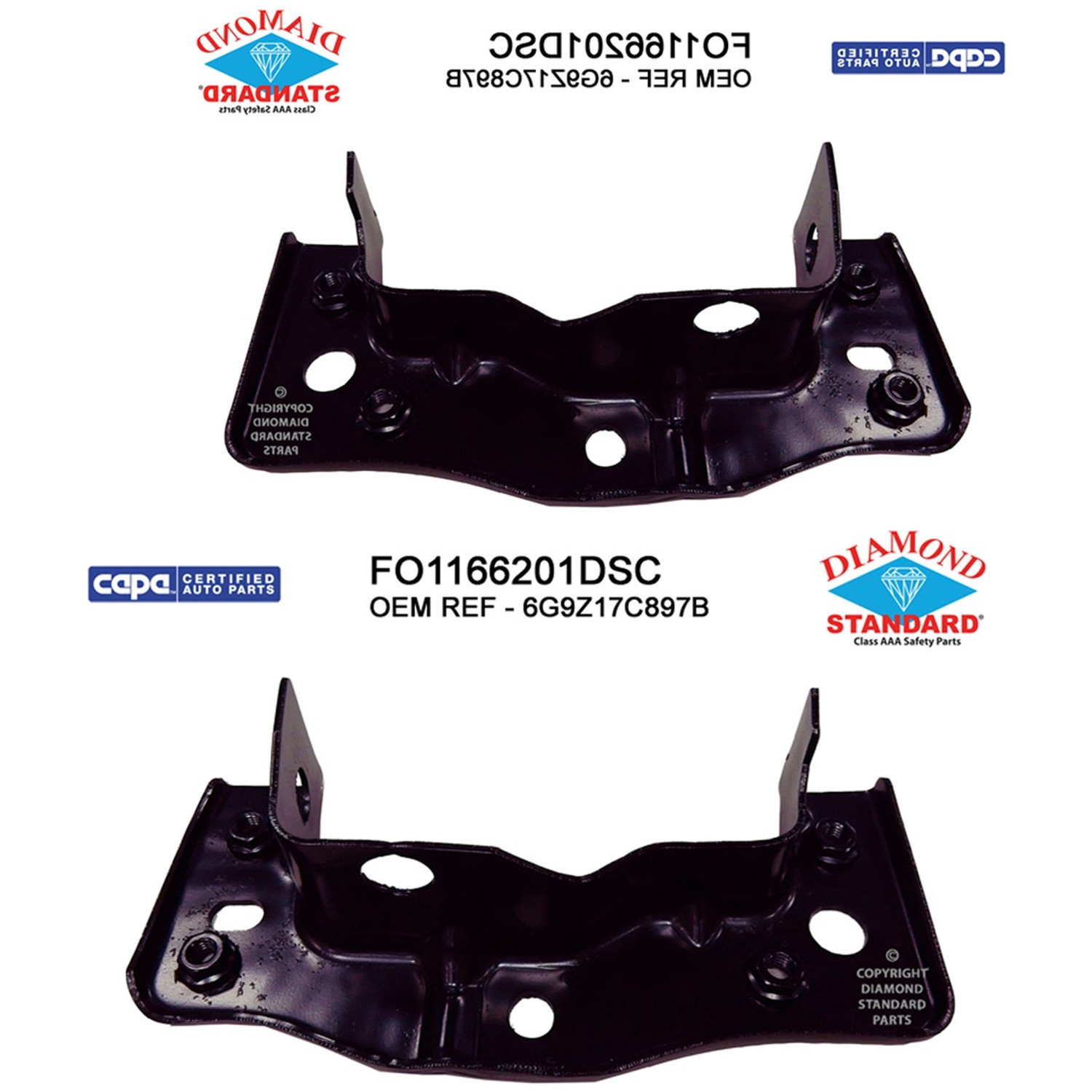 Bumper Bar And Absorber Set For 13-20 Ford Fusion, 19-20 Ford Police Responder Hybrid, 19-20 Ford SSV Plug-In Hybrid, 13-20 Lincoln MKZ; CAPA Certified